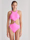 SugarFree One-Piece Swimsuit with Cutouts & Padding Pink