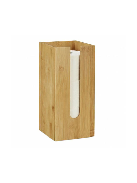 Relaxdays Bamboo Paper Holder Floor Brown