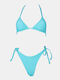 Bikini-Set Dreieck mit Abnehmbarer Verstärkung & Brasilien Türkis