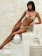 Set Bikini mit Abnehmbare Verstärkung Brasilien Hohe Taille Beige