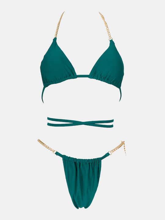 Set Bikini Τριγωνάκι με Αφαιρούμενη Ενίσχυση Πετρόλ