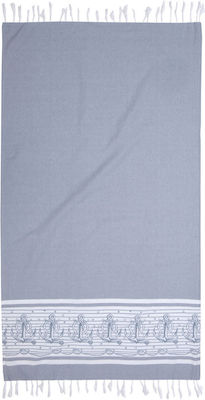 Viopros Beach Towel Pareo Gray with Fringes 170x90cm.