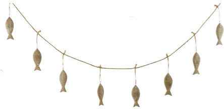 Country Casa Decorative Garland Handmade from Wood 184x4x11cm