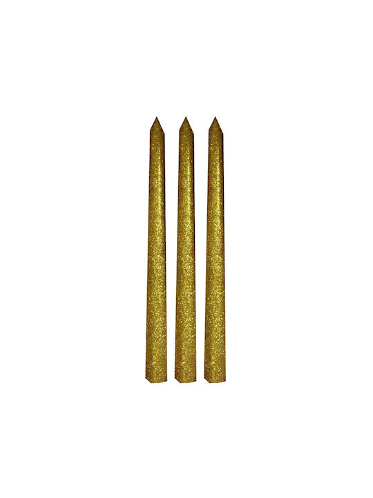 Decorative Candle Taper Gold 3pcs