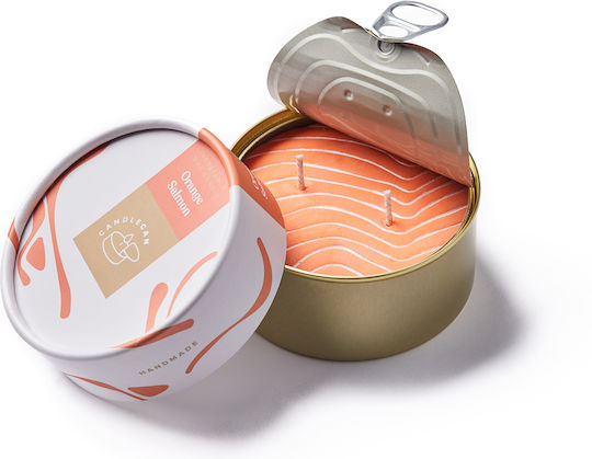 Candlehand Aromatic Candle in Metal Box with Orange Salmon Scent 300g