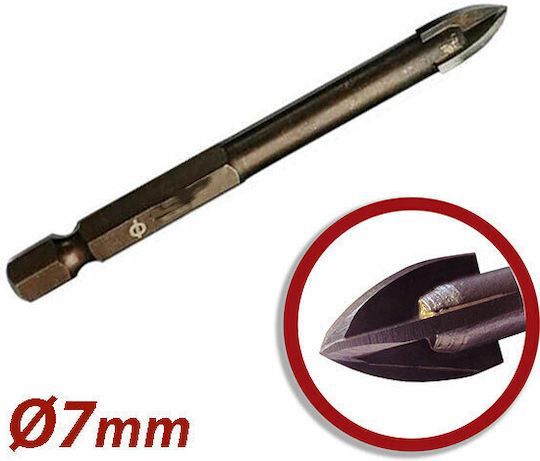 Harden Four-Cut Drill Carbide with Hexagonal Shank for Glass και Tiles 7mm