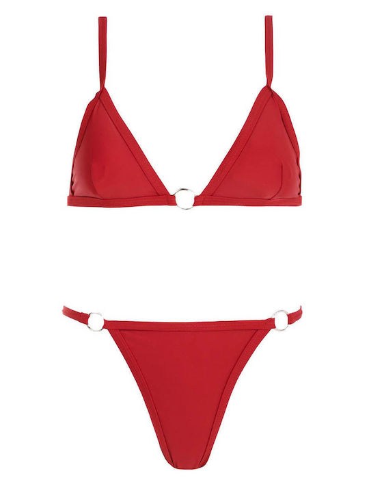 Luigi Padded Bikini Set Triangle Top & Brazil Bottom with Adjustable Straps Burgundy