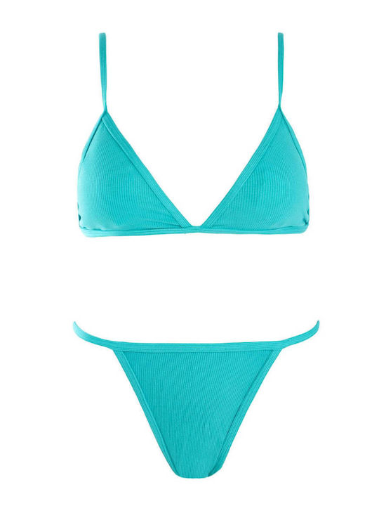 Luigi Padded Bikini Set Triangle Top & Brazil Bottom with Adjustable Straps Turquoise