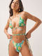 Luigi Padded Bikini Set Triangle Top & Brazil Bottom with Adjustable Straps Green Floral