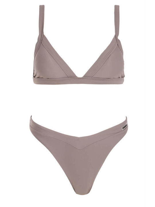 Luigi Padded Bikini Set Triangle Top & Slip Bottom with Adjustable Straps Gray