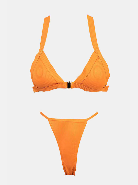 Luigi Padded Bikini Set Triangle Top & Brazil Bottom Orange