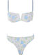 Set Bikini Floral Albastru Deschis