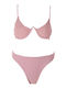 Luigi Underwire Bikini Set Bra & Brazil Bottom with Adjustable Straps Pink