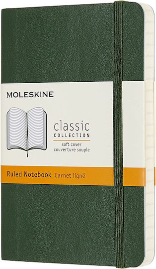 Moleskine Notebook A6 Ruled with Elastic Green