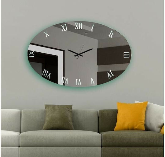 Epiplo-Fos Wanduhr Spiegel Silber 140x79cm