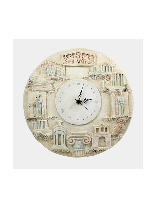 Antike Wanduhr Keramik Ecru Ø28cm