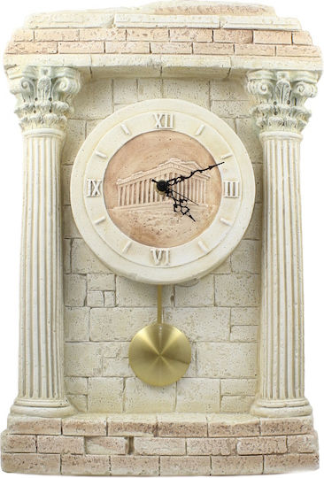 Antique Wall Clock Ceramic with Pendulum Ecru Ø41cm