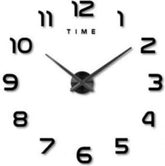 3D Wanduhr Aufkleber Kunststoff Schwarz