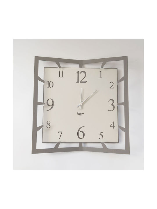 Arti E Mestieri 3D Ρολόι Τοίχου Μεταλλικό Γκρι 40x40cm