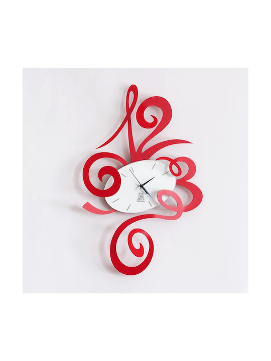 Arti E Mestieri 3D Wanduhr Metallisch Rot