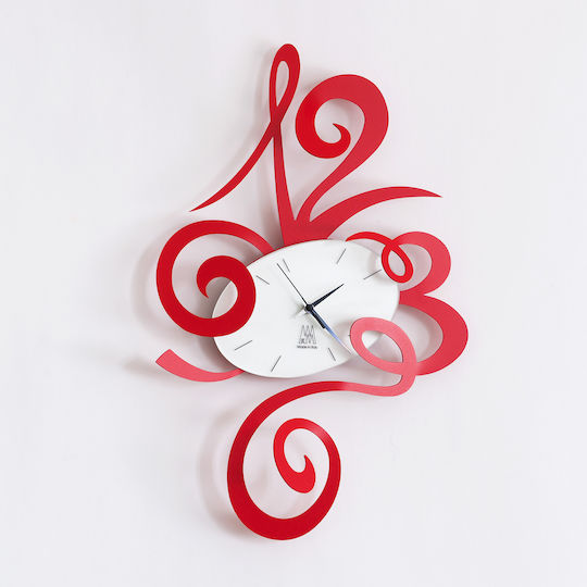 Arti E Mestieri 3D Wanduhr Metallisch Rot 51x34cm
