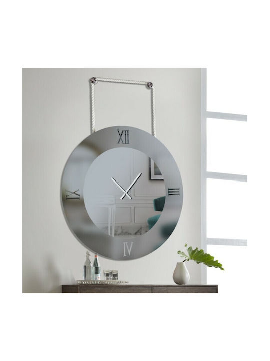 Ploumatos Wanduhr Spiegel Silber Ø104cm
