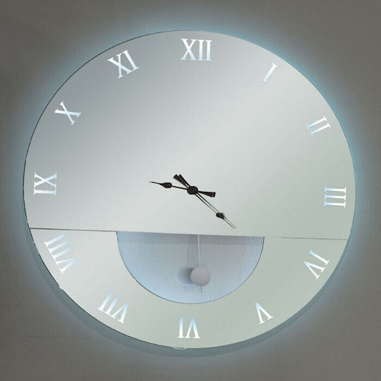 Ploumatos Wall Clock Mirror Silver Ø110cm