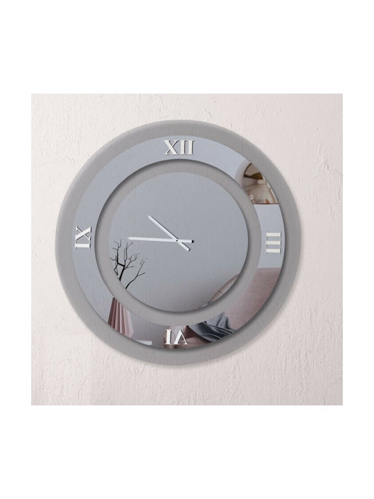 Ploumatos Wall Clock Mirror Silver Ø104cm