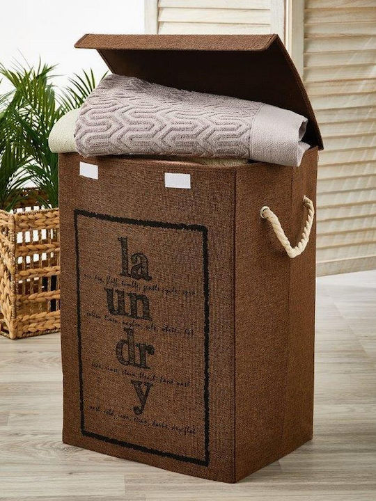 Whitegg Fabric Laundry Basket with Lid 30x40x60cm Brown