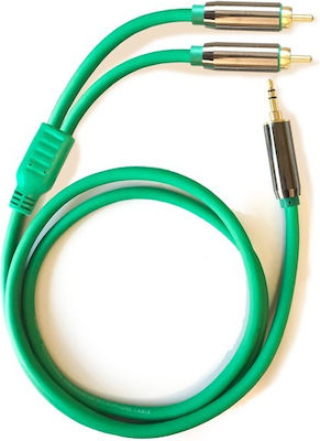 ZZiPP 3.5mm male - 2x RCA male Cable Green 3m (YPZZR300)