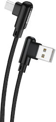 Foneng Χ70 Winkel (90°) / Geflochten USB 2.0 auf Micro-USB-Kabel Schwarz 1m 1Stück