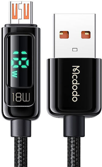 Mcdodo Braided / LED USB 2.0 to micro USB Cable Μαύρο 1.2m (CA-748)