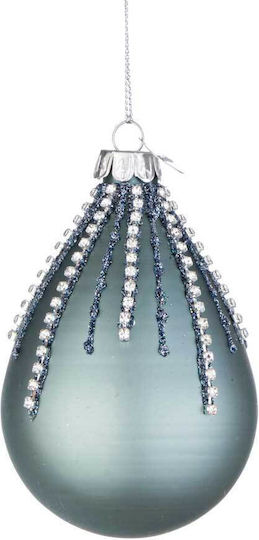 Hängendes Kugel Ornament Ornament Glas Türkis mit Glitzer