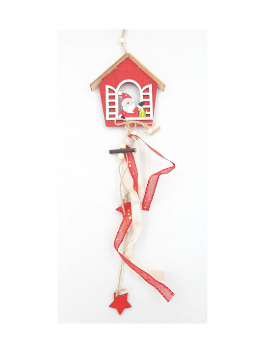 Christmas Wooden House Ornament Red