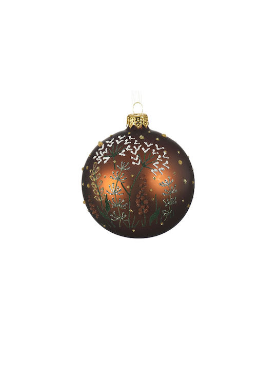 Hanging Ball Ornament Ornament Glass Copper with Glitter 8cm