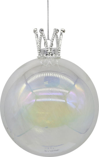 Hanging Ball Ornament Ornament Glass White 10cm