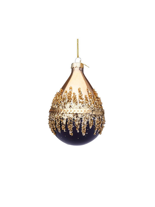 Hanging Ball Ornament Ornament Glass Gold with Sequins