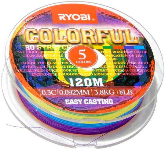 Ryobi Colorful x8 Braid Fishing Filament 120m / 0.187mm