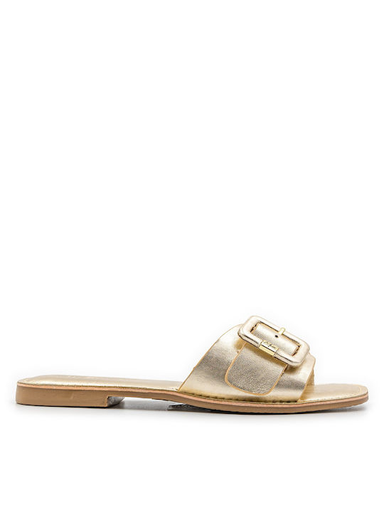 Mexx Damen Flache Sandalen in Gold Farbe