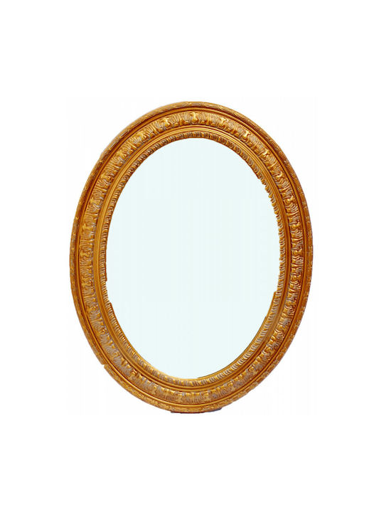 Lampiris Interiors Wandspiegel Oval mit Gold Hölzernes Rahmen 90x60cm 1Stück