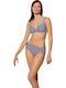 Set Bikini με Ελαφριά Ενίσχυση Ψηλόμεσο Ριγέ Μπλε