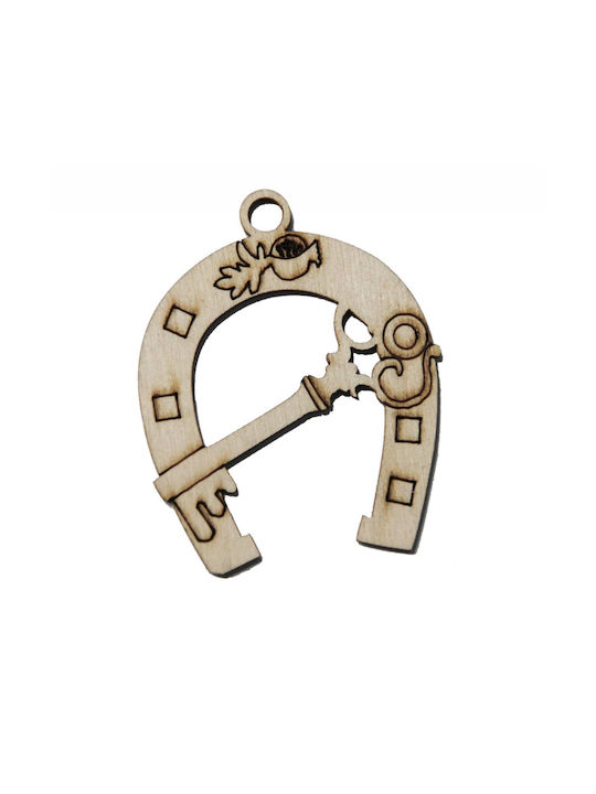 Kostibas Fashion Hanging Lucky Charm Horseshoe Beige made of Wood 10pcs