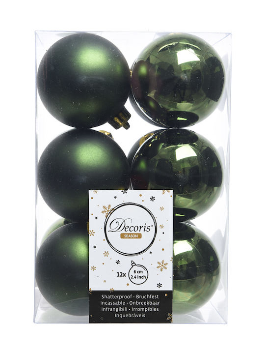 Kaemingk Christmas Ball Ornament Green 12pcs