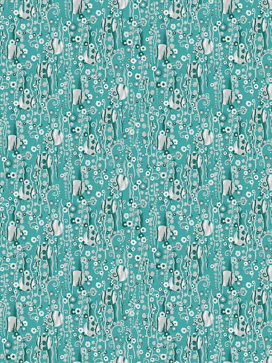 Wallpaper Vinyl Turquoise L1000xW53cm Washable