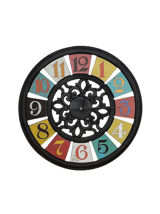Ρολόι Τοίχου Ξύλινο Μαύρο 50cm