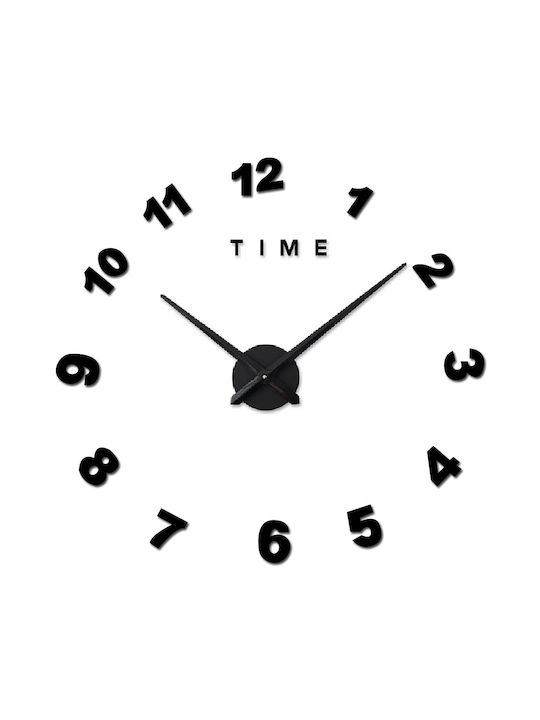 3D Wall Clock Sticker Plastic Black