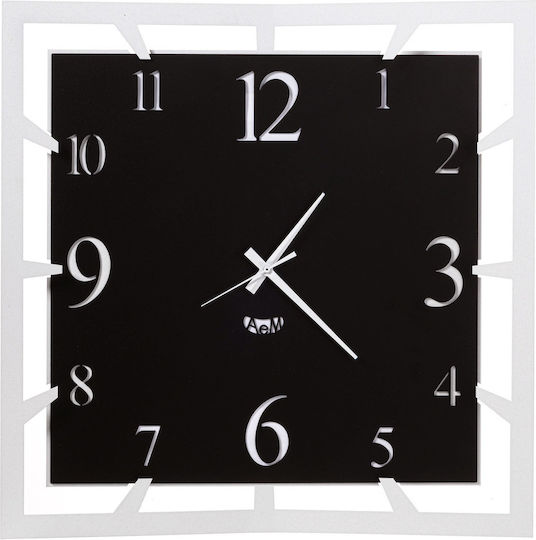 Arti E Mestieri 3D Wanduhr Metallisch Schwarz 50x50cm