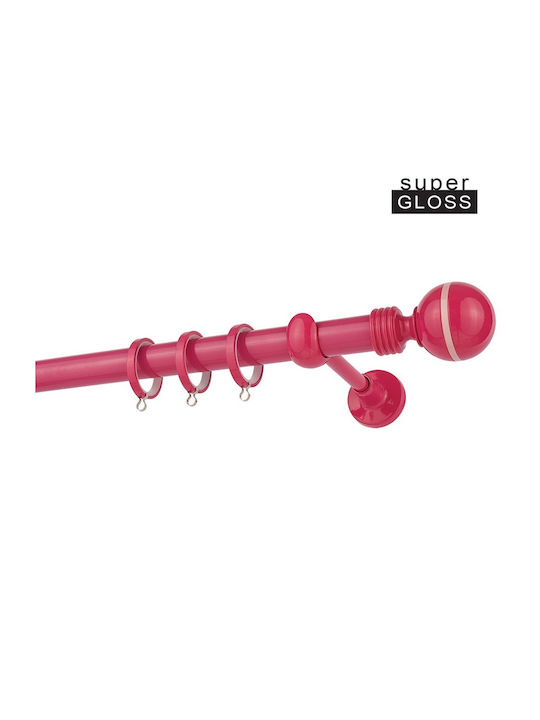 Zogometal Μεταλλικό Κουρτινόξυλο Color Pop Collection Διπλό με Σιδηρόδρομο Φ25mm 300εκ. Φούξια