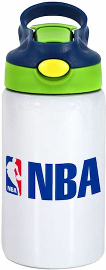 Koupakoupa Ανοξείδωτο Παιδικό Παγούρι NBA με Καλαμάκι Λευκό 350ml