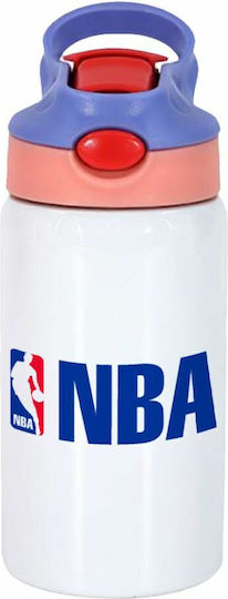 Koupakoupa Kids Water Bottle NBA Stainless Steel with Straw White 350ml